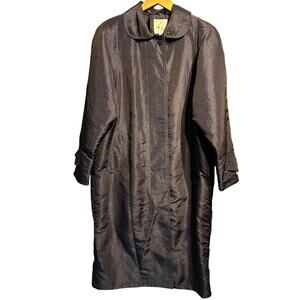 John Weitz Size 6 Trench coat Rain jacket  Vintage Luxury Blue Black Print Lined
